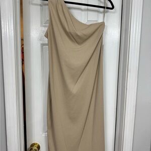 Gap Cozy Tan One-Shoulder Dress